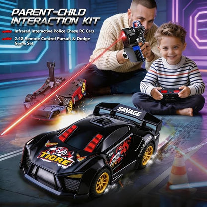 3-in-1 RC Drift Car — Sports/Racing 2-Player RC Battle Car Set Shooting &amp Flip EffectsDual Remotes60-Min Playtime 2.4GHz Parent-Child Interactive Toy Car Toy Kids Ages 6+ (red)