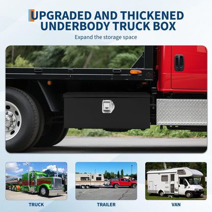 Heavy Duty Steel Truck Bed Tool Box, Powder-Coated Diamond Plate Storage Chest with Side Handle & Lock, Durable Metal Toolbox Organizer for Pickup, RV, Trailer, Mechanic or Workshop - 20X12X10 in