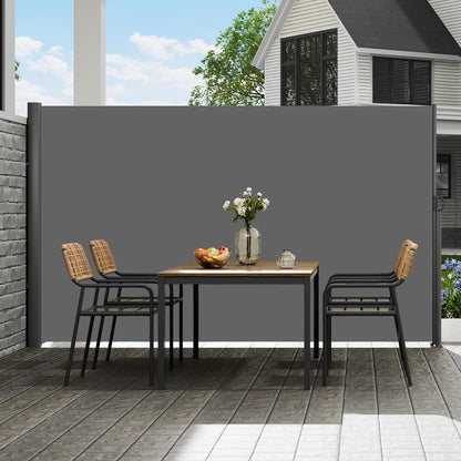 VEVOR Retractable Side Awning, UV 50 71''x118'' Full Aluminum Rust-Proof Outdoor Privacy Screen, 280 g Thicken Folding Room Divider Fence & Wind Screen for Backyard, Balcony, Roof Terraces, Grey