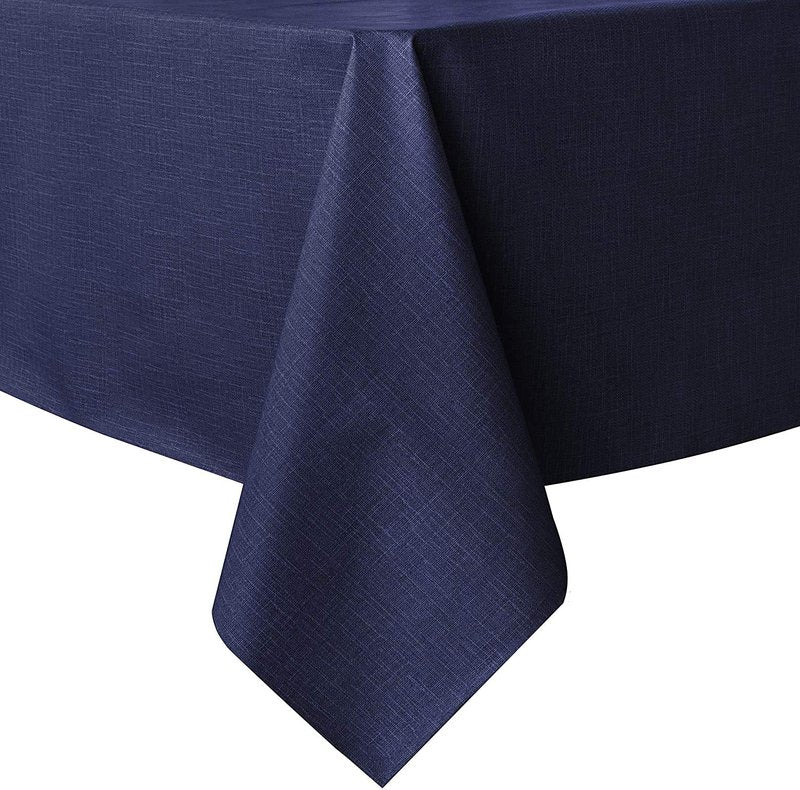 sancua 100% Waterproof Rectangle PVC Tablecloth - 70 x 120 Inch - Oil Proof Spill Proof Vinyl Table Cloth, Wipe Clean Table Cover for Dining Tables, Buffet Parties and Camping, Navy