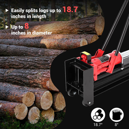 IDEALHOUSE Manual Hydraulic Steel Beam Log Splitter – Portable and Compact, 12 Ton Capacity - Wood Splitting Machine and Equipment for Fireplace, Firewood, & Fire Stove Logs,Outdoor and Backyard