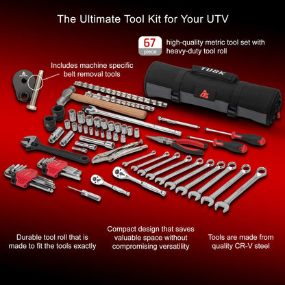 Tusk UTV Tool Roll Kit with Belt Removal Tools Compatible with Can-Am Maverick X3 72 Inch 2017-2026/X3 64 Inch 2021-2026