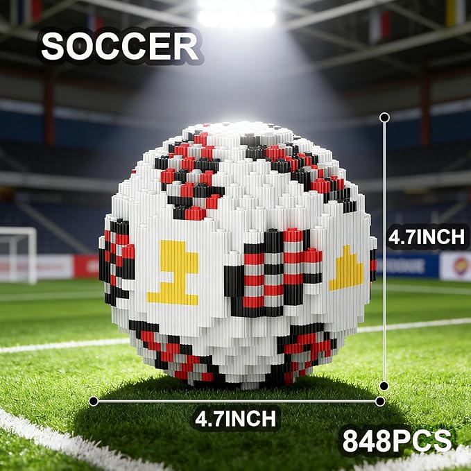 4 Sport Soccer Building Block Set 2 Famous International Soccer Star Figures Building Bricks Not Compatible with lego World Football Trophy Challenging STEM Decor Ideal Gift for Teen Adult(2986PCS)