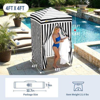 CROWN SHADES 4x4 Pop Up Changing Tent, Patented One-Push Center Lock Portable Changing Room, Privacy Canopy for Camping, Poolside, Beach, Photoshoots, Black/White
