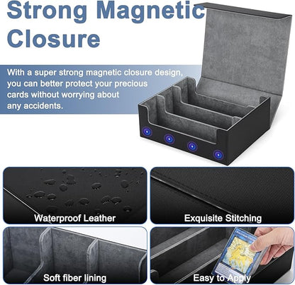 Card Deck Case for Trading Cards 1800+ MTG Card Storage Box Leather Magnetic Closure Storage Box for Magic Commander MTG YuGiOh PKM and Sports Cards