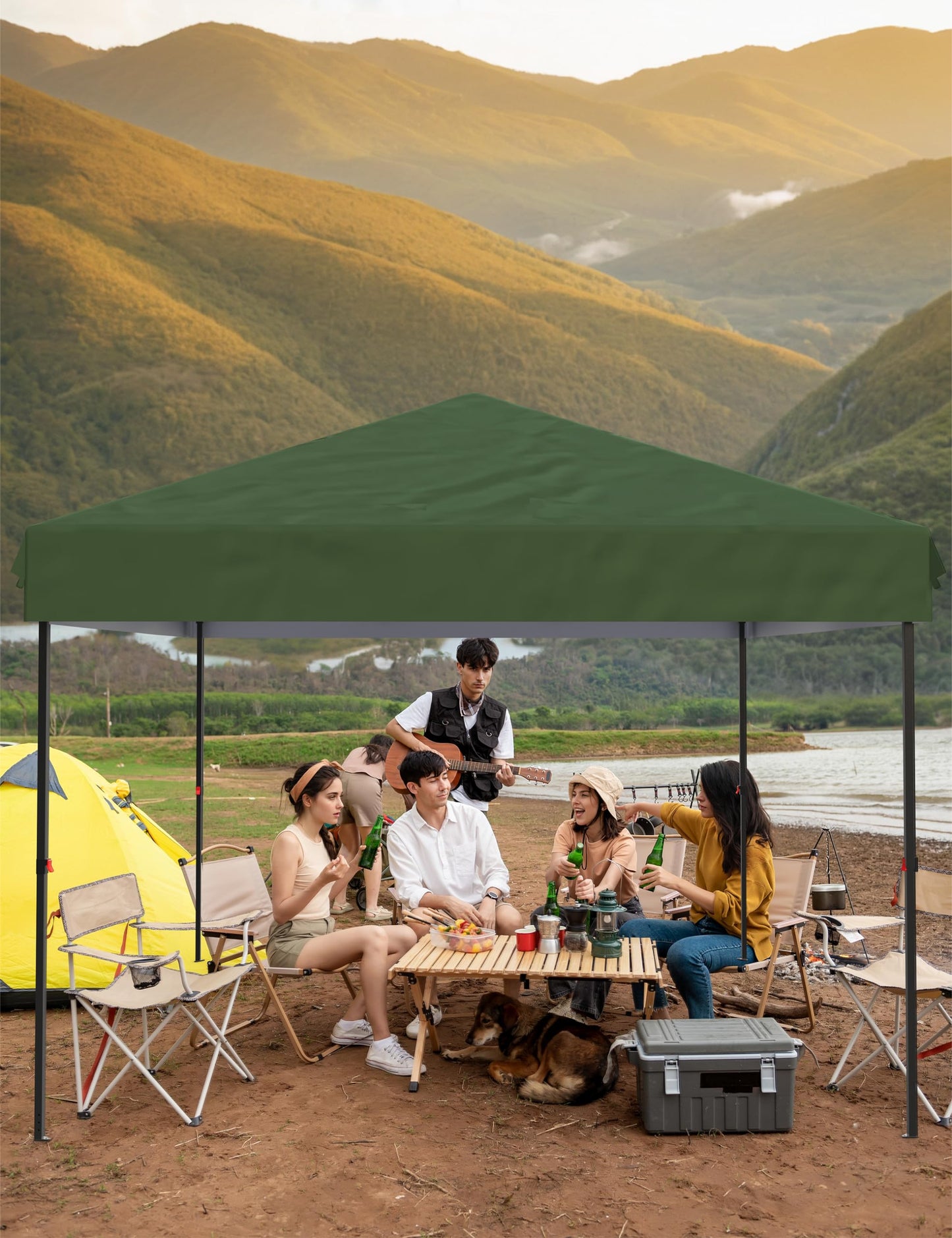 EliteEdge 10x10 Pop Up Canopy Tent Outdoor Canopy Heavy Duty Commercial Instant Tent Shelter with 1 Removable Sidewall Green