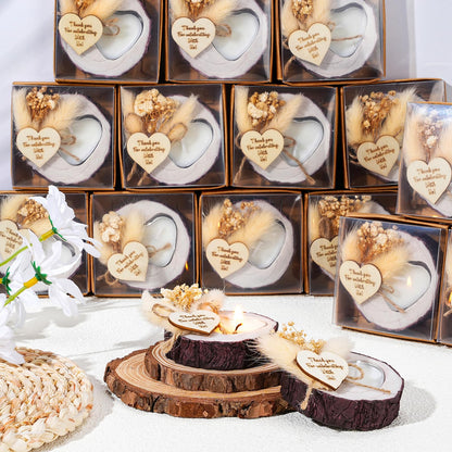MTLEE 50 Pcs Wedding Favor Candle Holders, Rustic Wooden Wedding Bridal Shower Party Souvenirs Favors Candle Gifts for Guests