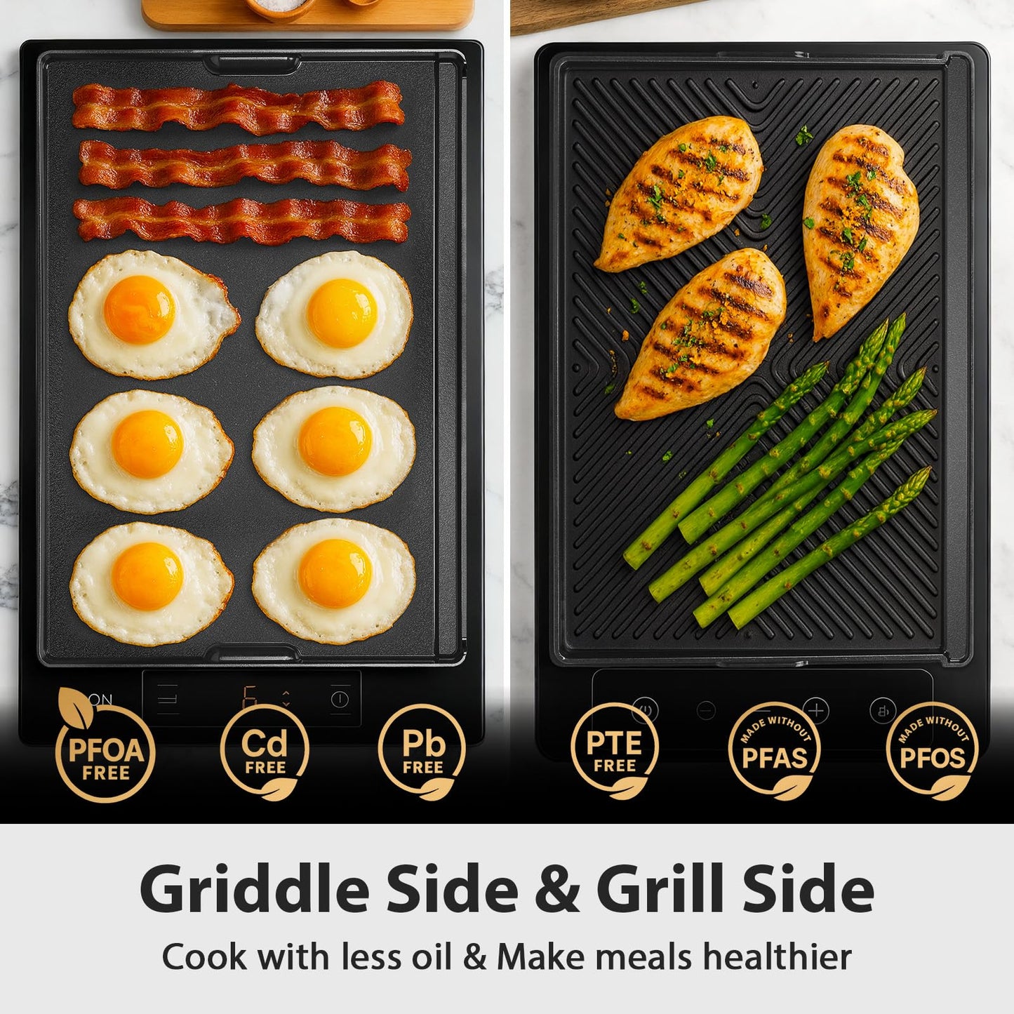 Utheer Griddle Combo Set, Cast Aluminum Flat Top Griddle with 23" x 16" Ceramic Nonstick Stove Top Griddle and Large Grill Griddle, Fast Heating Indoor Outdoor Griddle for Gas Grill, BBQ and Camping