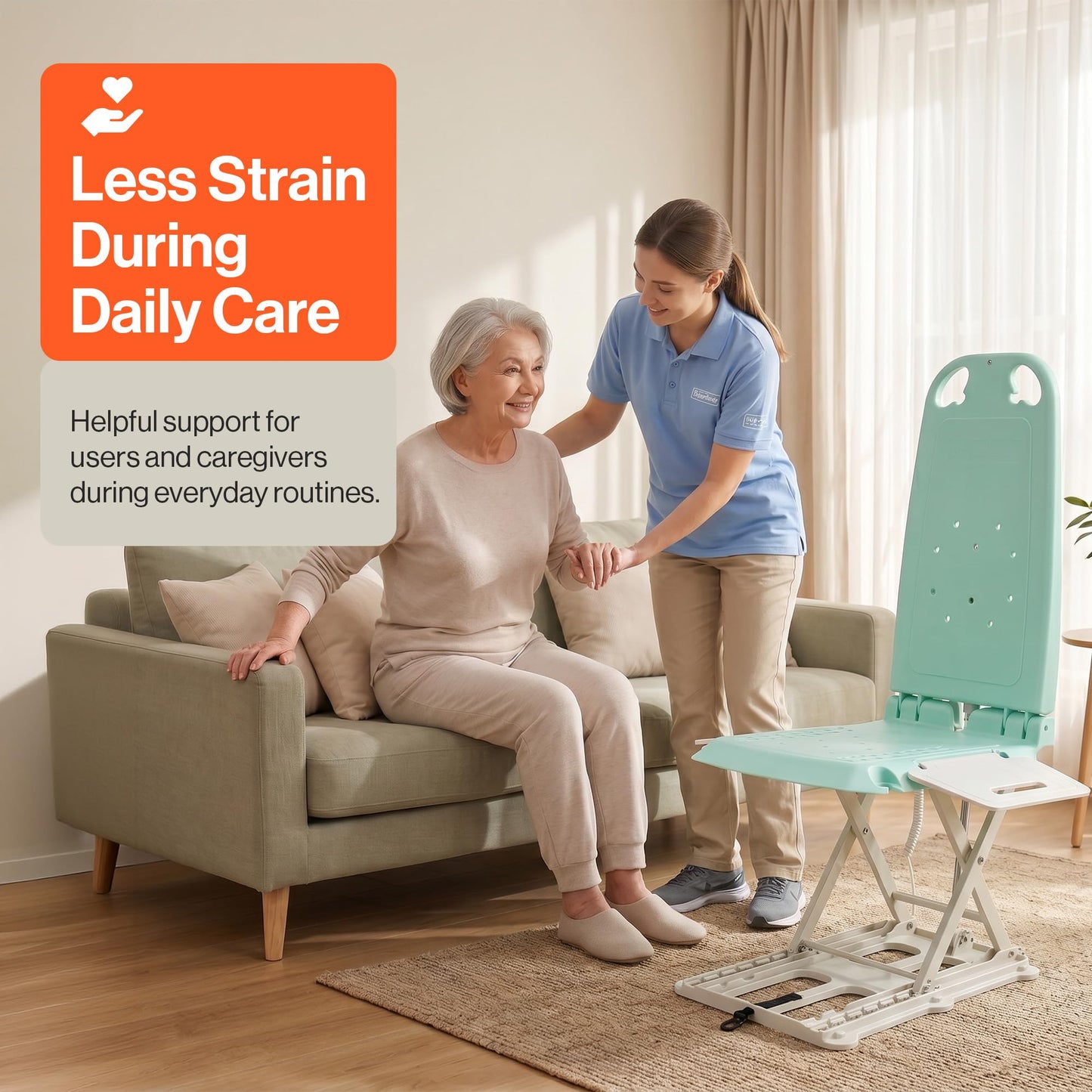 SuperHandy Portable Floor Lift and Bath Lift for Seniors, Foldable, 330 LBS Capacity, IP68 Waterproof, Ergonomic Seat [Patented]