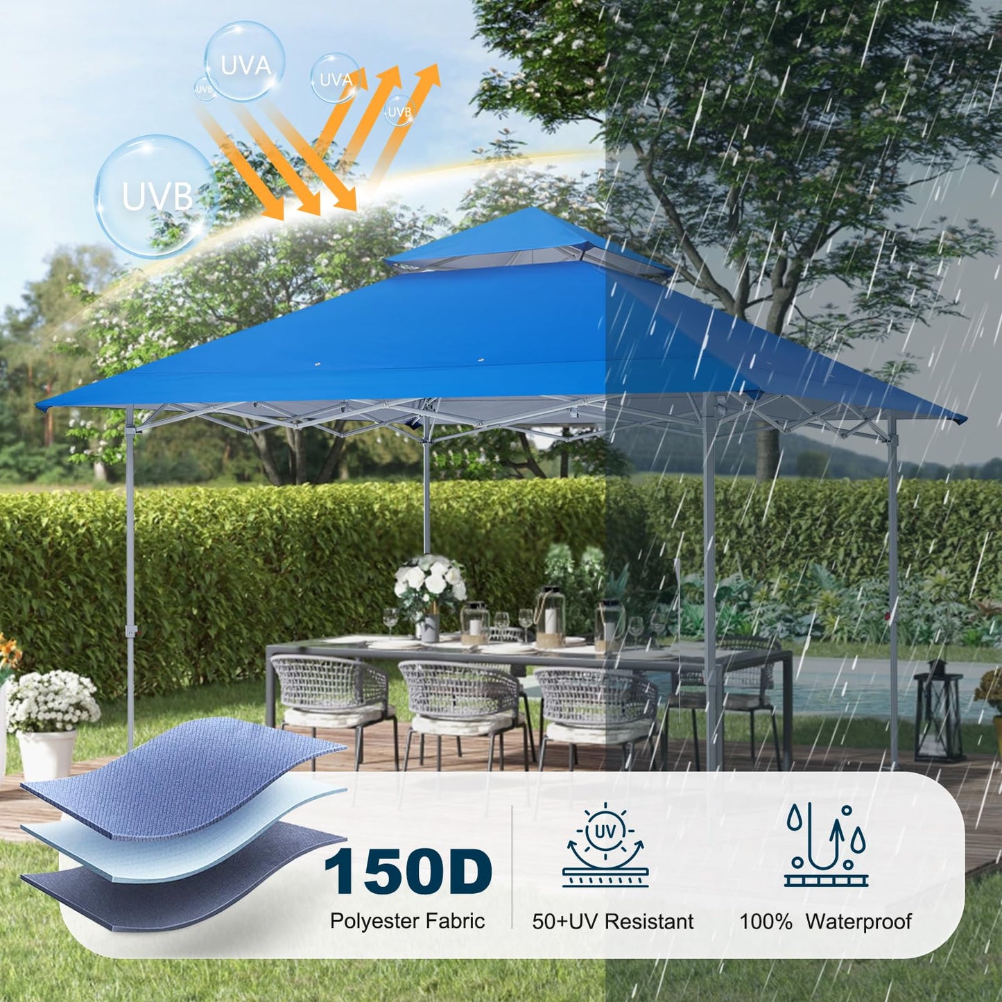 MASTERCANOPY 13x13 Pop-Up Canopy Tent Instant Shelter Outdoor Canopy with Wheeled Bag (Blue)