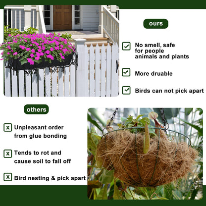 4PCS 24Inch Rectangle Window Box Liner Felt Planter Basket Liner Insert Black Plant Container Liners Non Woven Fabric Liner for Garden Fence Wall Railing Hanging Flower Pot - Avoid Bird Nesting