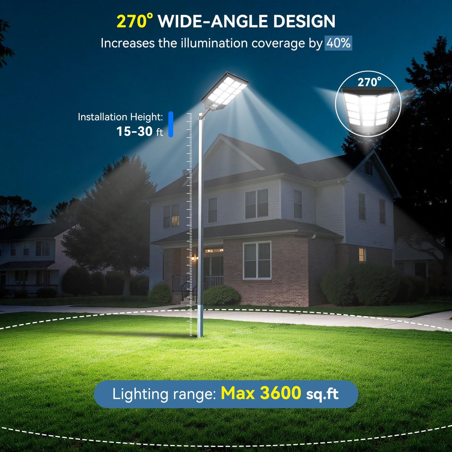 VOOJOY 8000W Solar Street Lights Outdoor Waterproof, Dusk to Dawn Solar Lights Outdoor, LED Flood Security Light with Motion Sensor and Remote Control for Yard, Parking Lot, Garage, Street, 3 Pack