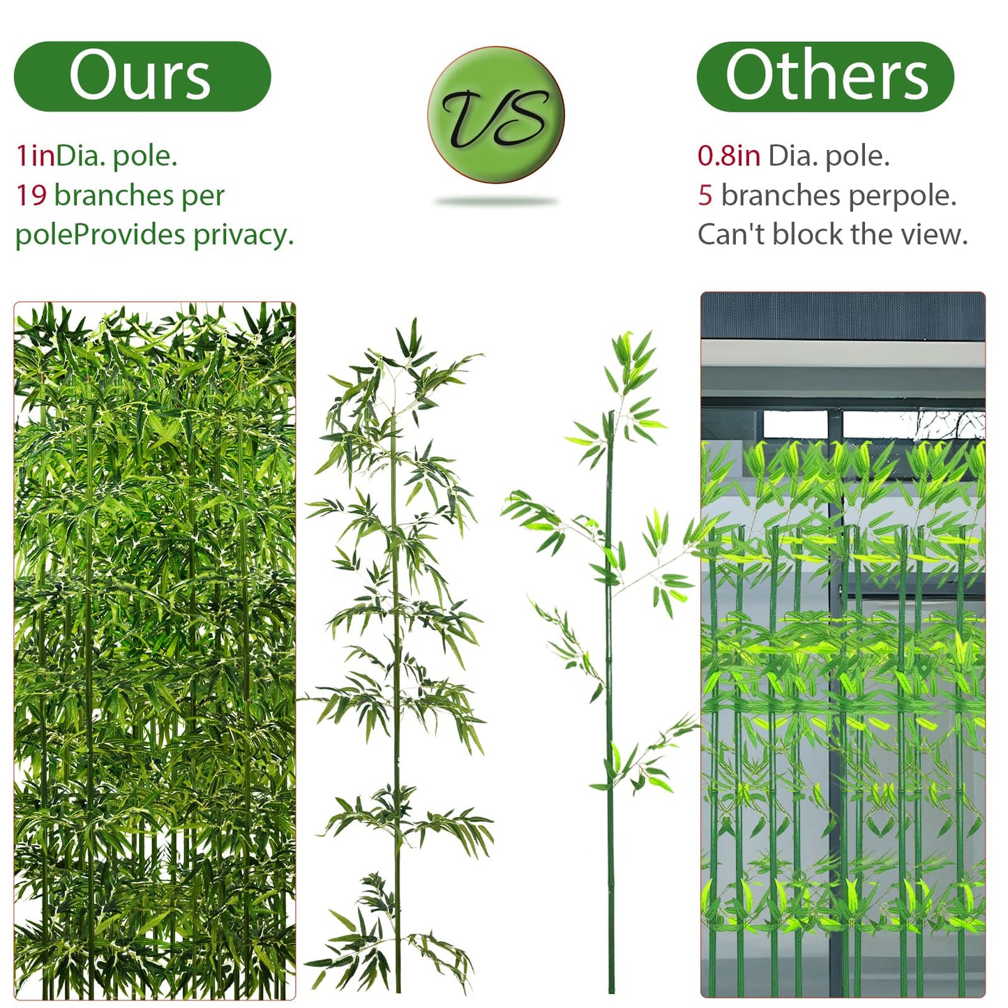 6ft (20 Pack) Fake Bamboo, Outdoor Artificial Bamboo Plants, Designed for Patio and Deck Privacy,Also Can Be Used for Screen Dividers and Backyard Decoration
