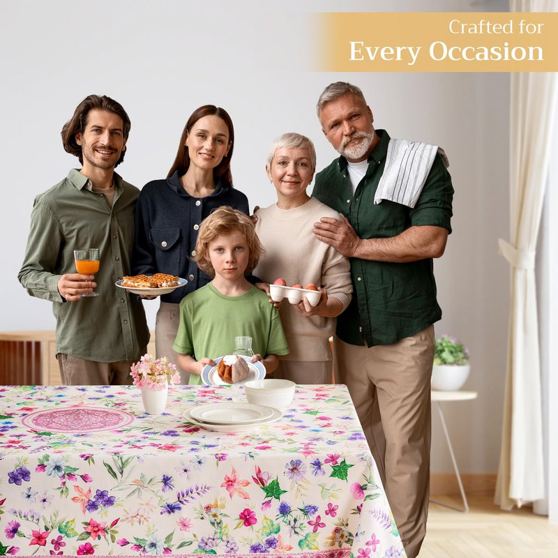 Maison d' Hermine Table Cloth Rectangle Table 100% Cotton 70 x 140 Inches Tablecloth Reusable Decorative for Dining Kitchen Room Farmhouse Home Gifts for Mothers Day Spring Summer - Chardon