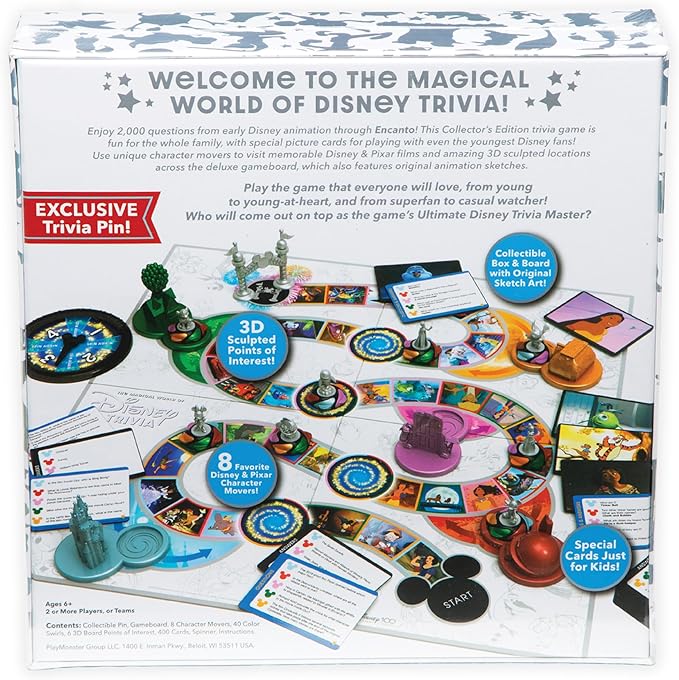 The Magical World of Disney Trivia Games – Board Games for Family Night Family Games Multi-Player Board Game Family Board Game Travel Games Disney Game Ages 6+