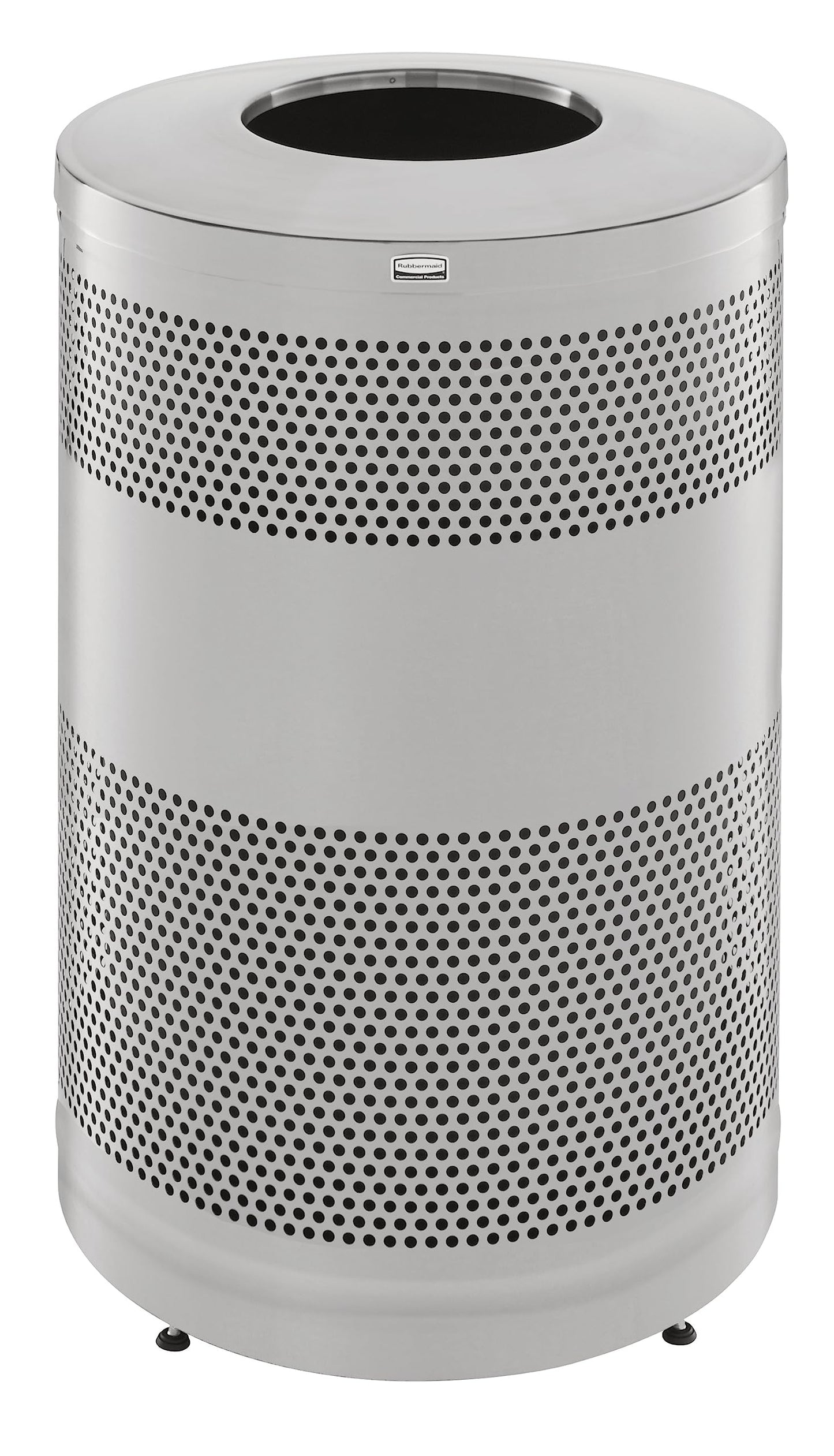 Rubbermaid Commercial Products Classic Open Top Outdoor Trash Can, 51-Gallon, Round Stainless Steel, Garbage Bin for Mall/Stadium/Office/Lobby/Restaurant