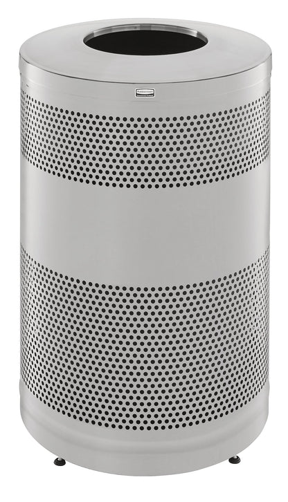 Rubbermaid Commercial Products Classic Open Top Outdoor Trash Can, 51-Gallon, Round Stainless Steel, Garbage Bin for Mall/Stadium/Office/Lobby/Restaurant