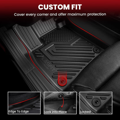 LASFIT Floor Mats for Ford Expedition | Expedition Max 8 Seater 2021 2022 2023 2024(Not Fit 7 Seats), All Weather TPE Protector Custom Fit for SUV Car Liners, 1st& 2nd& 3rd Row, Black 4pcs