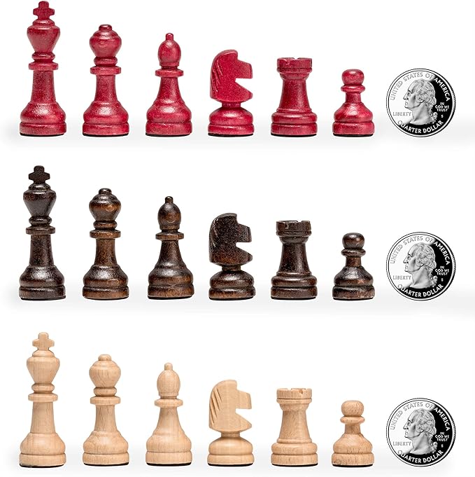 Husaria Wooden Three-Player Chess - 12 Inches - with Foldable Board Handcrafted Playing Pieces and Felt-Lined Storage