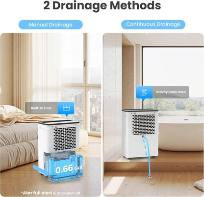 Candy Dehumidifier - 2000 Sq. Ft. Portable 34 Pints with Smart Control & Continuous Mode | Ideal for Bedroom, Bathroom, Basement