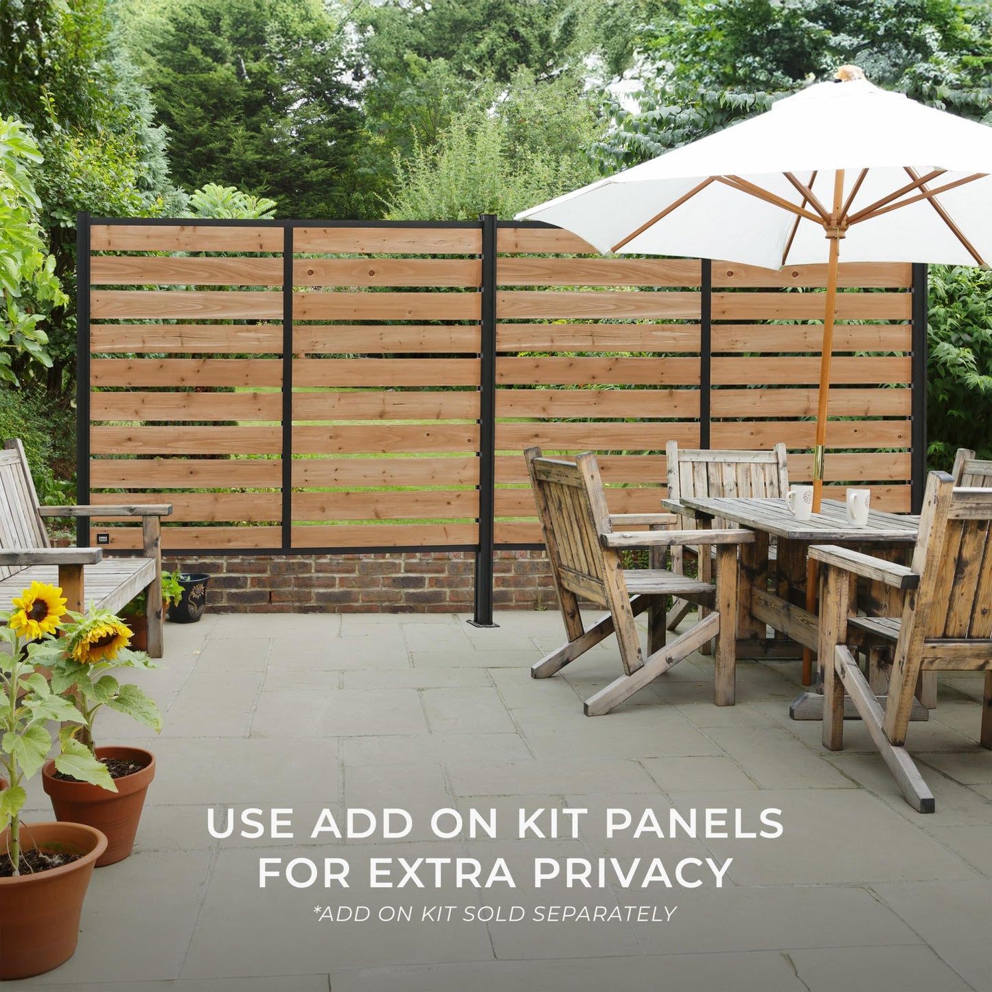 Backyard Discovery 8' x 6' Cedar Wood Outdoor Privacy Screen Wall with Durable Aluminum Metal Posts, Easy Assembly, Decorative Privacy Fence Panel for Secluded Deck, Patio, Balcony, Terrace, Hot Tub