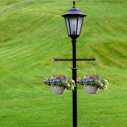 Yaocom Lamp Post Cross Arm Replacement, 16 Inch Steel with Brass Caps, Silver Ball, Model Yaocom-Cross Arm Ladder-42