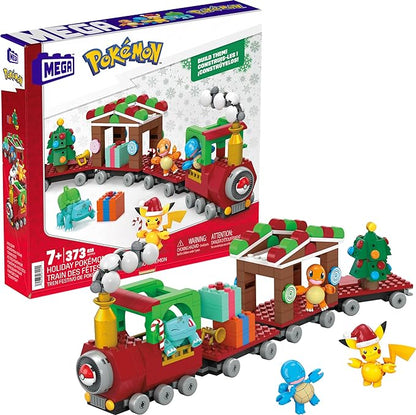 MEGA Pokemon Action Figure Building Toys Holiday Train with 373 Pieces 4 Poseable Characters Gift Idea for Kids