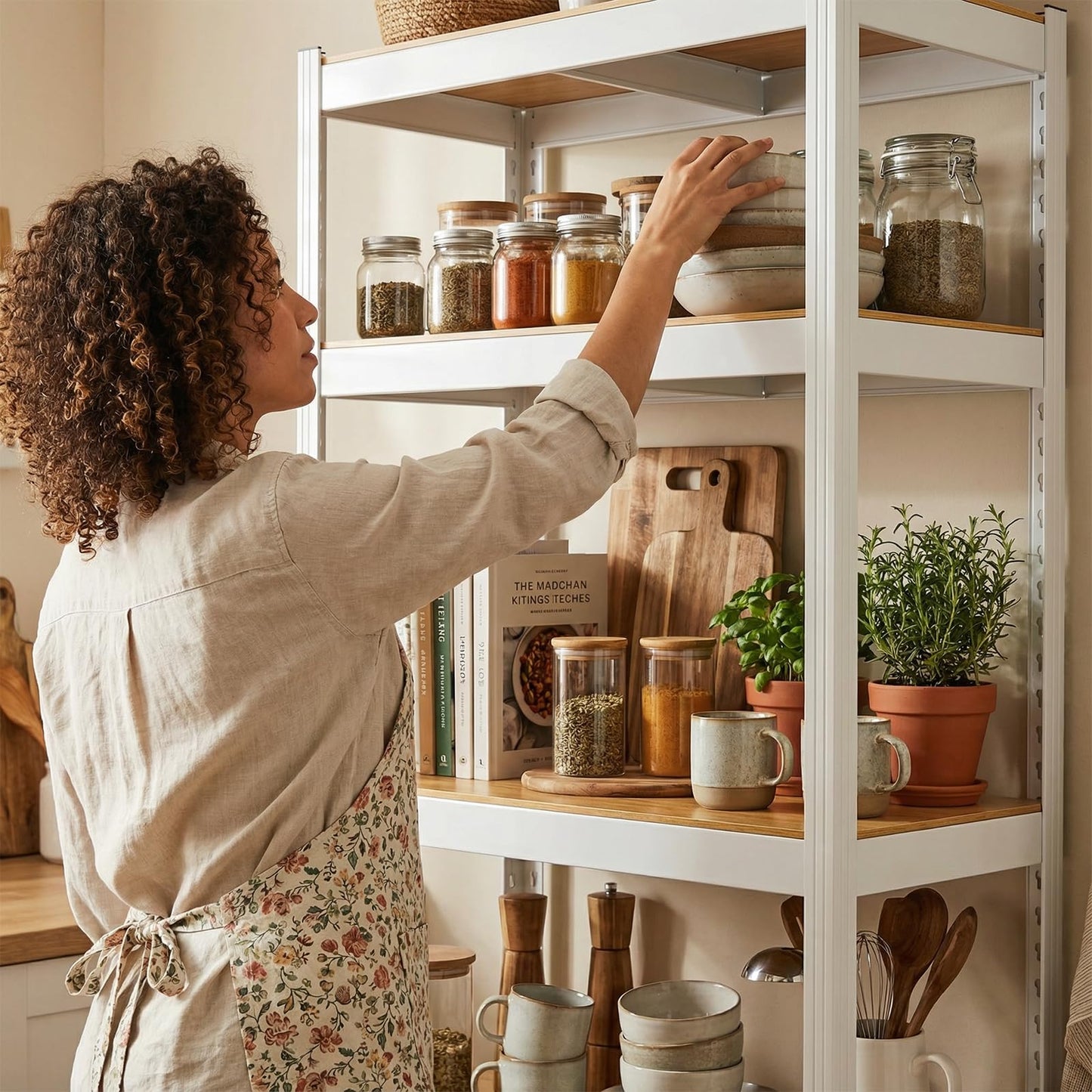 Durstruct 5 Tier White Metal Shelving Unit 24" W×16" D×60" H Adjustable Storage Utility Rack Heavy Duty Shelves Organization Multipurpose Shelf for Pantry Closet Kitchen Garage Bathroom