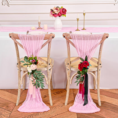12 Pack Light Pink Cheesecloth Table Runner 35 x 70 Inch Gauze Cheese Cloth Table Runner, Boho Rustic Wedding Table Runner for Wedding Bridal Shower Graduation Party Banquet Table Decorations