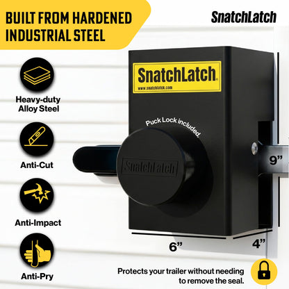 SnatchLatch Seal Guard Heavy Duty Trailer Lock – Hardened Steel Shroud for Dry Van Cam Bar Latches – Protects Trucking Security Seals from Tampering & Theft – Fits 18-Wheeler & Cargo Trailer Doors