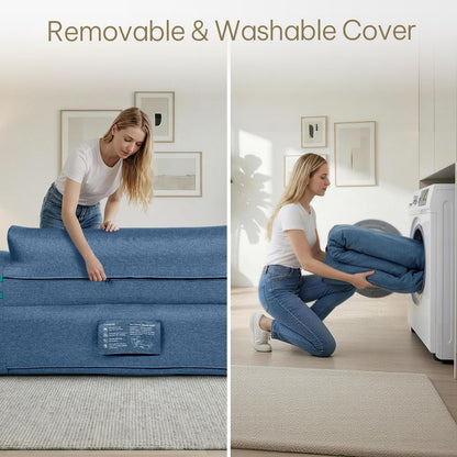 Kozilia Portable Inflatable Sofa with Built-in Pump - Quick Inflation Comfortable and Durable Blow Up Loveseat for Indoor & Outdoor, Living Room, Camping, Apartment, Dorm
