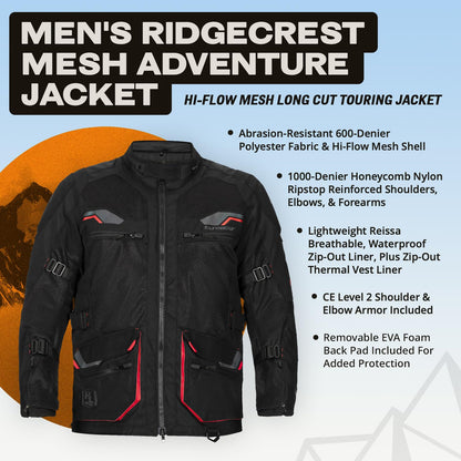 Tourmaster Men's Ridgecrest Mesh Adventure Motorcycle Jacket