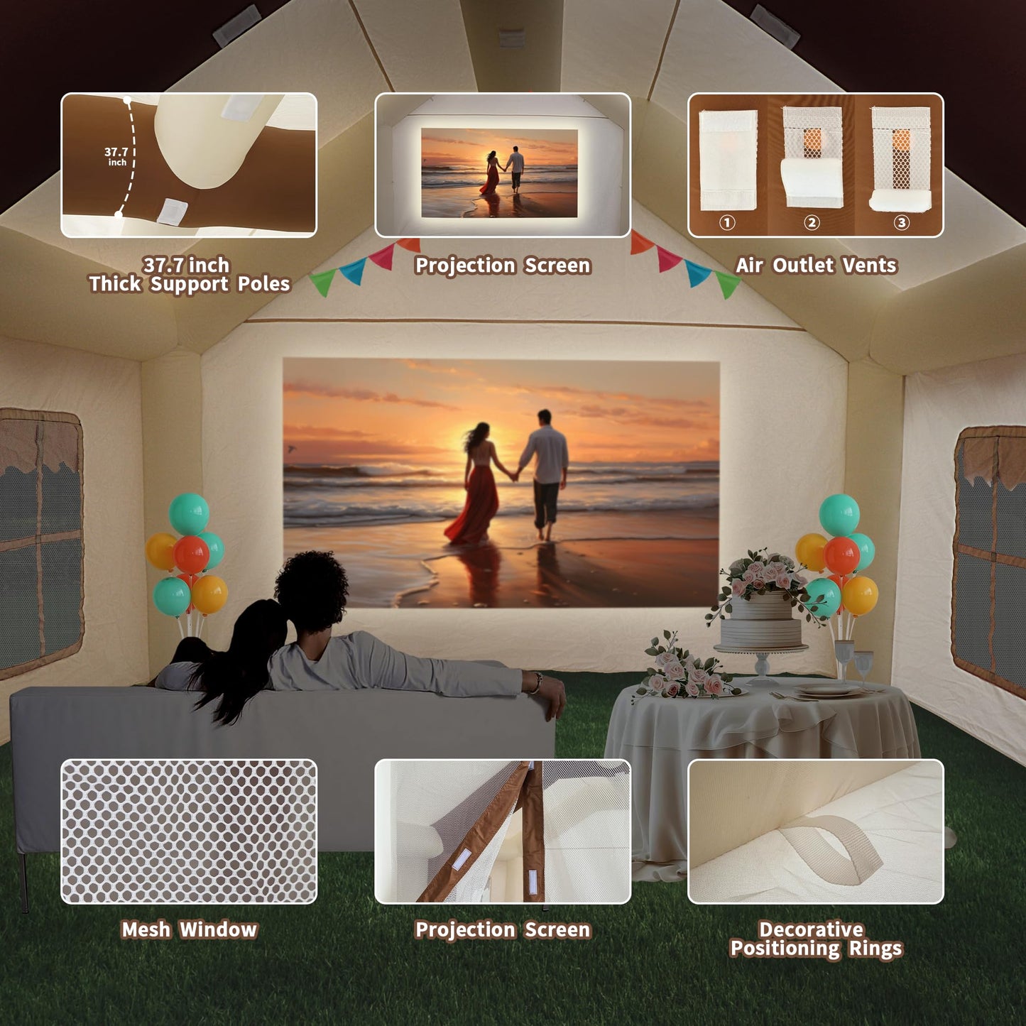 Easyair Inflatable Tent 167" x 152" x 93" Portable Kid Tent with 470W Blower, Inflatable Camping Tent Play Tent for Outdoor Backyard Birthday Party Playhouse for Kids