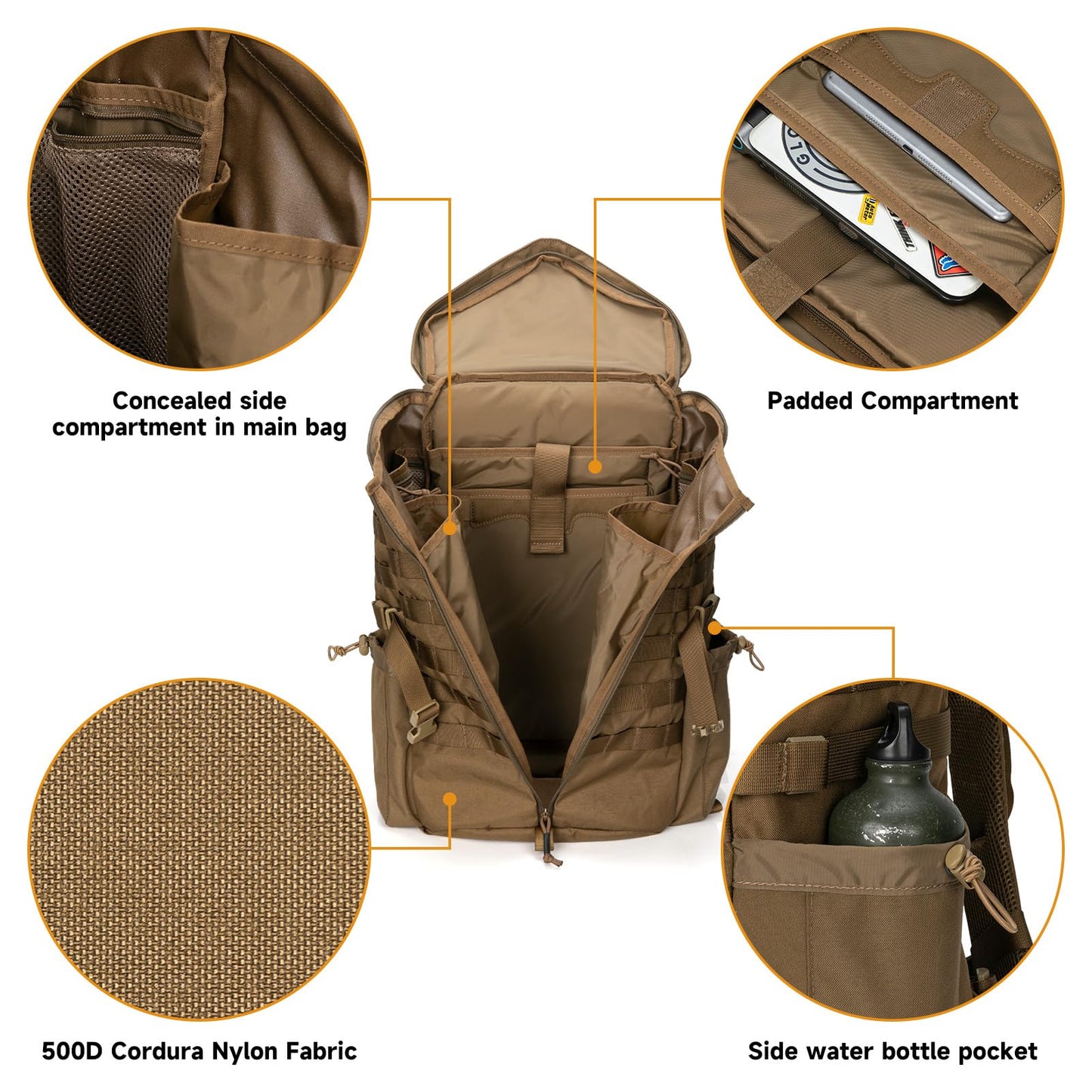 EXCELLENT ELITE SPANKER Tactical Military Backpack 35L Camping Hiking Backpack for Men and Women for Outdoor Hiking, Trekking, and Travel(Coyote Brown)