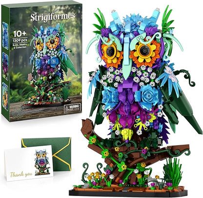 JOJO&ampPeach Floral Owl Toy Building Sets for Girls MOC Flower &amp Animal Collectible Home Decor and Office Art Christmas Birthday Gifts Toys for Women Adults and Teens Age 8 10 12 14+ (1193 Pie