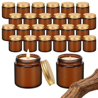 Trxvxo 24 Pcs 4 Oz Mini Soy Wax Candles, Mahogany & Teakwood Scented Aromatherapy Candles Bulk Set, Stress Relief Relaxation Candle, Ideal for Wedding Birthday Party Favors, Gifts and Home Decor