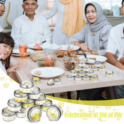 MTLEE 20 Pcs Ramadan Mubarak Scented Candles Bulk, 1 oz Eid Wax Candles, Muslim Islam Meditation Decor, Islamic Ramadan Gifts for Family Home Eid Celebration Party Favor, Assorted Scents(White Gold)