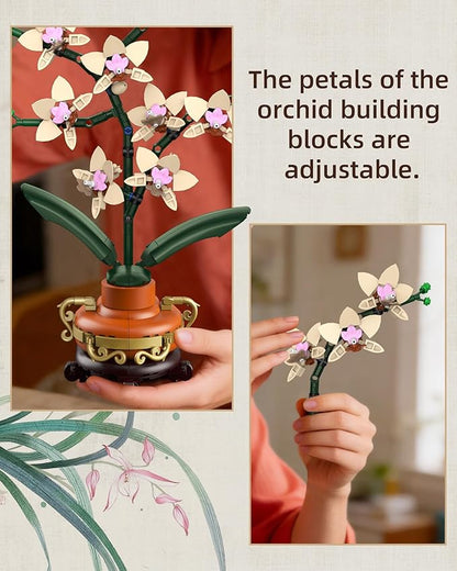 Orchid Building Set for Adults 3D Wall Art Frame Decor Botanical Collection Blocks Kit Home Office Wall Decoration Birthday for Women &amp Plant Lovers (531 PCS)