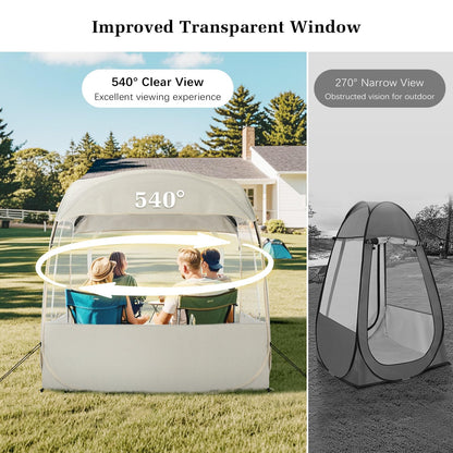 Raynesys Sports Tent, Portable & Foldable Pop Up Tents Shelter for 1-4 Person, Instant Weather Proof Clear View Bubble Tent with Carry Bag for Watching Sports Events, Camping, Fishing, Beige