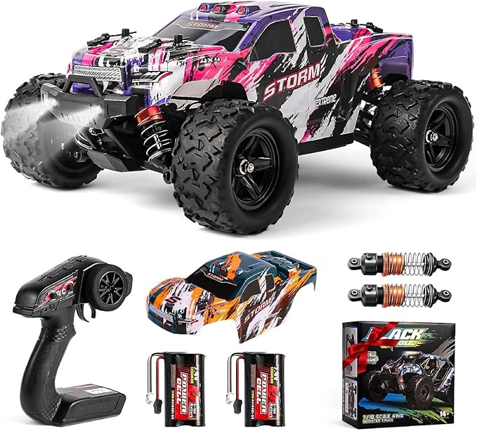 1:18 Scale RC Cars for Adults 40KM/H Fast RC Cars 2.4Ghz Remote Control Car 4X4 Off-Road Waterproof Monster RC Truck Remote Control Truck with 2 Shells and 2 Rechargeable Batteries