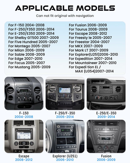 8-core+64G Car Radio for Ford F150/F250/F350 2004-2014, 7 Inch QLED Touchscreen Stereo Support Carplay & Android Auto Bluetooth/Voice Control/GPS/WiFi/Back-up Camera/SWC/FM, Android 15