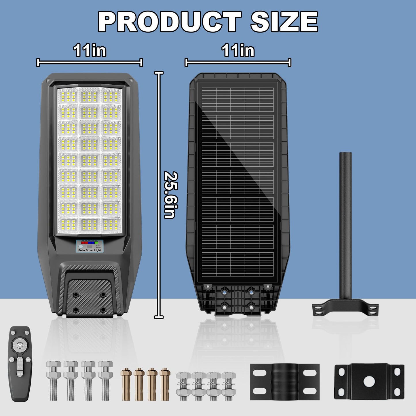 Vzyhik 9500W Solar Street Light Outdoor Waterproof, 250000LM Large Commercial Light Solar Powered Dusk to Dawn LED Security Flood Lights with Remote/Motion Sensor, IP67 for Parking Lot/Garden/Yard