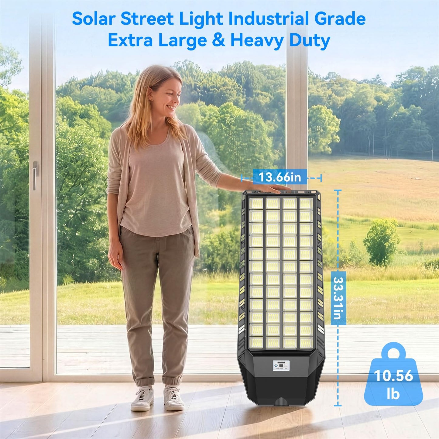 Deepn 15000W Solar Street Lights Outdoor, Super Bright Commercial Solar Lights Outdoor for Yard, IP67 Waterproof LED Security Flood Light with Motion Sensor & Remote Control for Parking Lot, 1 Pack