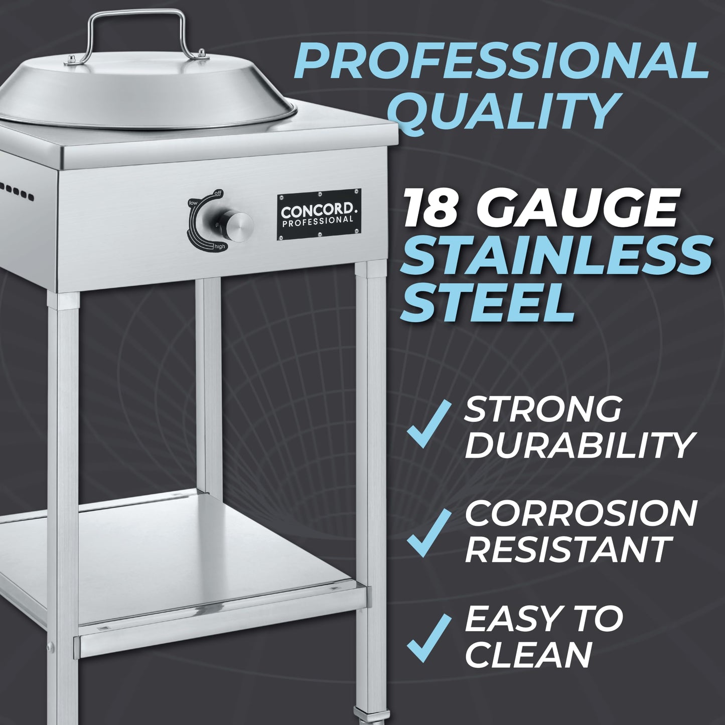 Concord Professional Vortex Burner Stainless Steel Commercial Wok Range Single Burner Outdoor Propane Stove. Great for Stir Fry, Outdoor Kitchen, Asian Cuisine