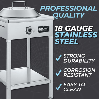 Concord Professional Vortex Burner Stainless Steel Commercial Wok Range Single Burner Outdoor Propane Stove. Great for Stir Fry, Outdoor Kitchen, Asian Cuisine