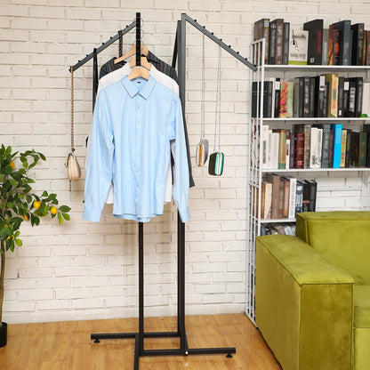 Barydat 4 Way Clothing Rack Heavy Duty Retail Clothing Display Rack with 18 Inch Slanted Arms Square Tubing 48-72 Inch Adjustable Clothes for Boutique Garment Shirt Hanger, 32 x 32 Inch