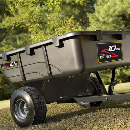 Brinly PCT-101BHC-A2 10 cu.ft. 650lb Heavy Duty Tow-Behind Poly Utility Cart & Dump Trailer & Agri-Fab 45-0463 130-Pound Tow Behind Broadcast Spreader