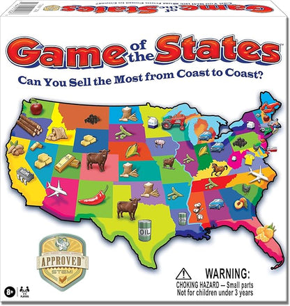 Game of The States with 1970's Original Artwork by Winning Moves Games USA Children's Pick Up and Deliver Game for 2 to 4 Players Ages 8 and up