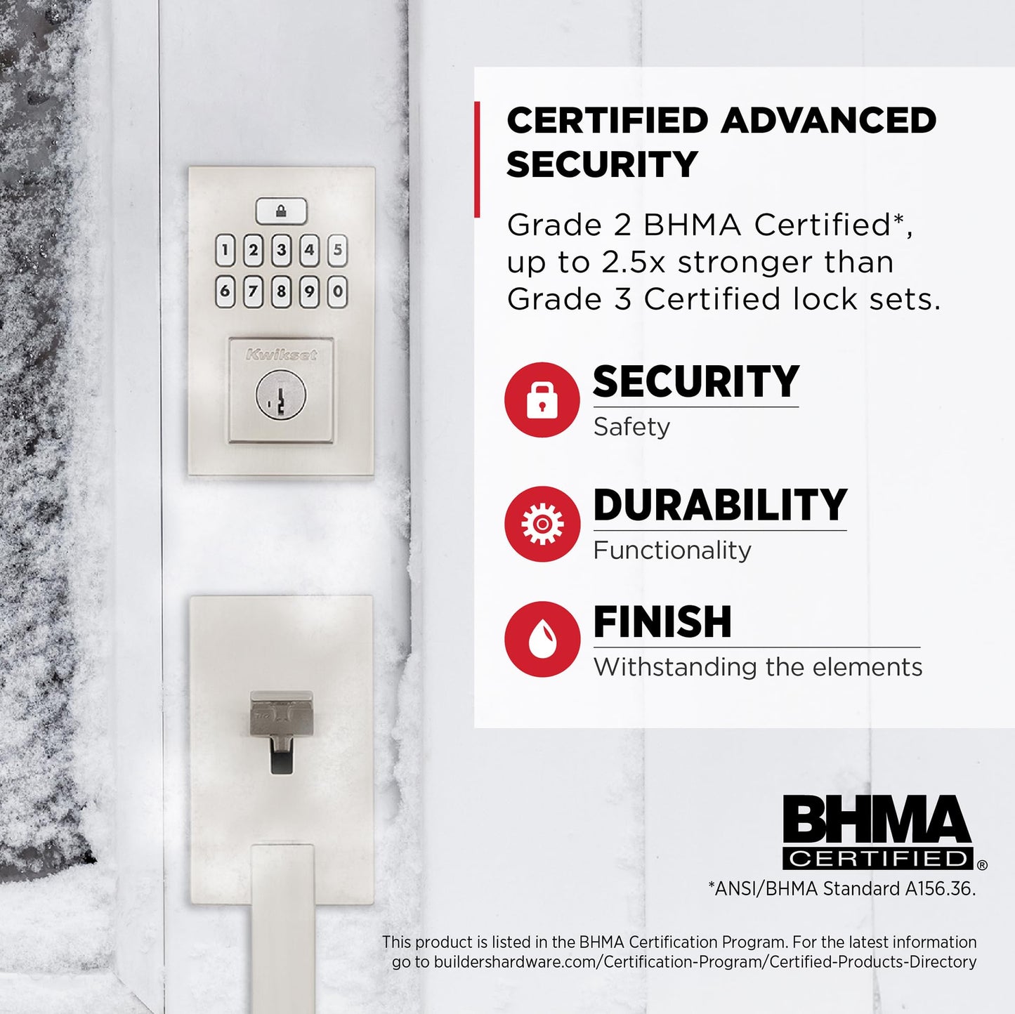 Kwikset SmartCode 260 Keyless Entry Electronic Keypad Deadbolt Door Lock with Auto-Lock, Custom User Codes, Advanced Security in Satin Nickel Contemporary