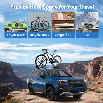 Roof Rack Cross Bars Compatible with Subaru Forester Wilderness 2022-2026, 300 LBS Anti-Theft Lockable Roof Rack Cross Bars with Folding Hooks, Aluminum Cargo Racks for Kayak, Luggage, Bike, Snowboard